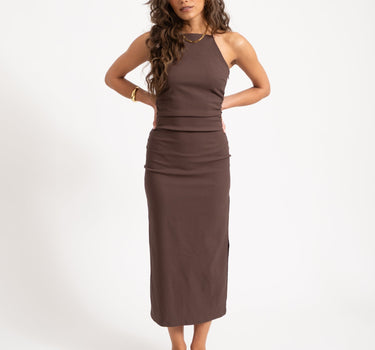 Wayne Mia Long Dress Chocolate Brown - Things I Like Things I Love