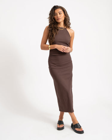 Wayne Mia Long Dress Chocolate Brown - Things I Like Things I Love