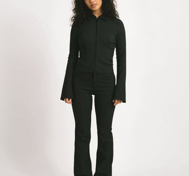 Wayne Striped Flared Pants Black Morel - Things I Like Things I Love