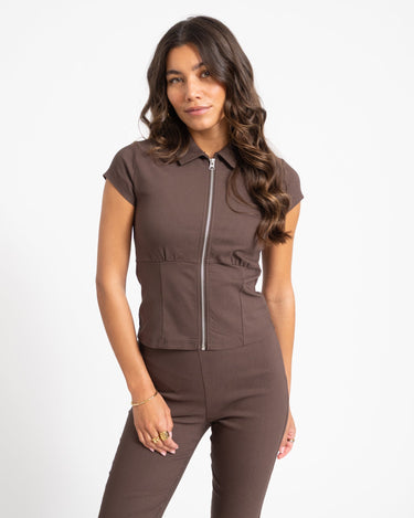 Wayne Zip Top Chocolate Brown - Things I Like Things I Love