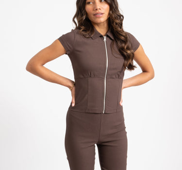 Wayne Zip Top Chocolate Brown - Things I Like Things I Love