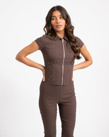 Wayne Zip Top Chocolate Brown - Things I Like Things I Love