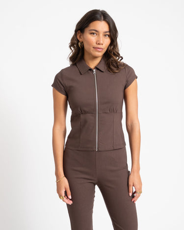 Wayne Zip Top Chocolate Brown - Things I Like Things I Love