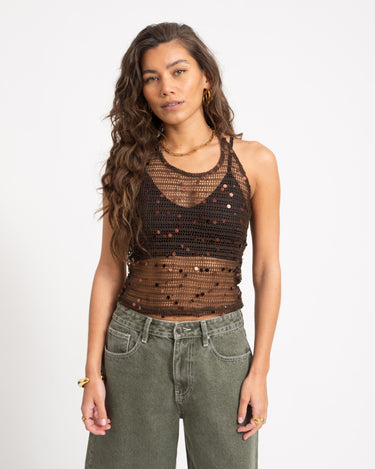 Willow Halterneck Top Knit Chocolate Martini - Things I Like Things I Love