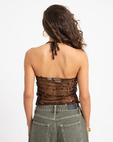 Willow Halterneck Top Knit Chocolate Martini - Things I Like Things I Love