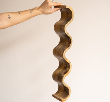 Wine Bottle Holder Wave Mango Wood - Things I Like Things I Love