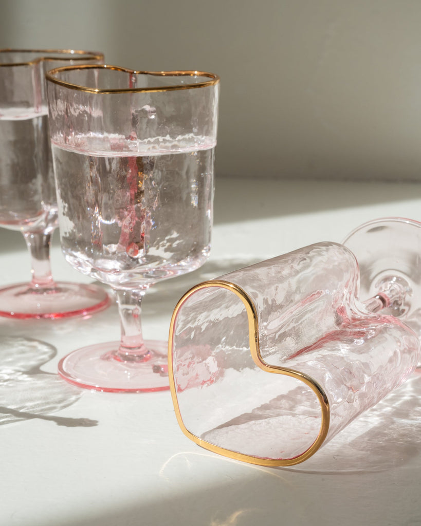 Wine Glass Heart Gold Pink - Things I Like Things I Love