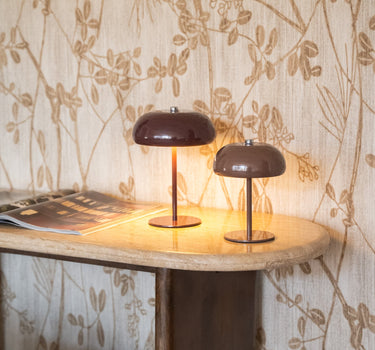 Wireless Table Lamp Margate Burgundy / Brown - Things I Like Things I Love