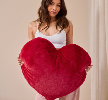 X - Large Cushion Heart Plush Burgundy - Things I Like Things I Love