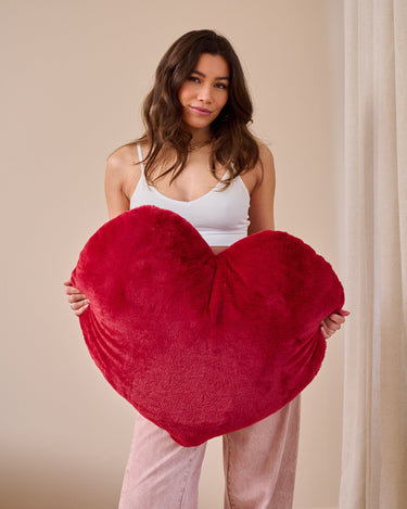 X - Large Cushion Heart Plush Burgundy - Things I Like Things I Love