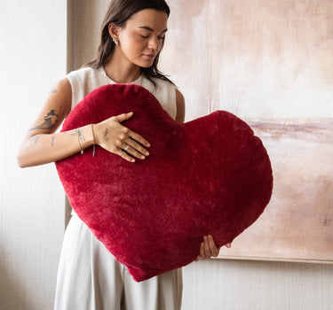 X - Large Cushion Heart Plush Burgundy - Things I Like Things I Love