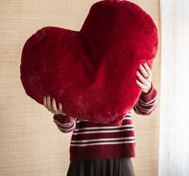 X - Large Cushion Heart Plush Burgundy - Things I Like Things I Love