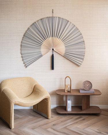 X - Large Wall Fan Black & Beige Bamboo - Things I Like Things I Love