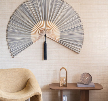 X - Large Wall Fan Black & Beige Bamboo - Things I Like Things I Love