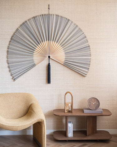 X - Large Wall Fan Black & Beige Bamboo - Things I Like Things I Love