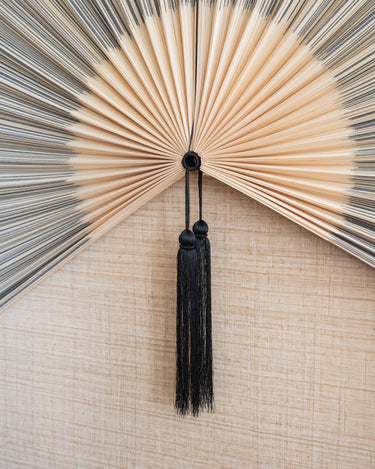 X - Large Wall Fan Black & Beige Bamboo - Things I Like Things I Love