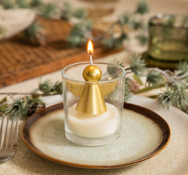 XMAS Candle Golden Angel in Glass - Things I Like Things I Love