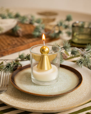 XMAS Candle Golden Angel in Glass - Things I Like Things I Love