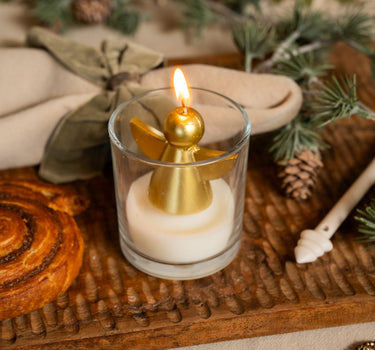 XMAS Candle Golden Angel in Glass - Things I Like Things I Love