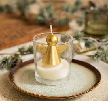 XMAS Candle Golden Angel in Glass - Things I Like Things I Love