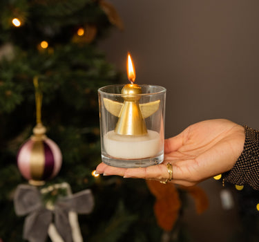 XMAS Candle Golden Angel in Glass - Things I Like Things I Love