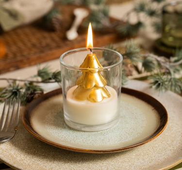 XMAS Candle Golden Tree in Glass - Things I Like Things I Love