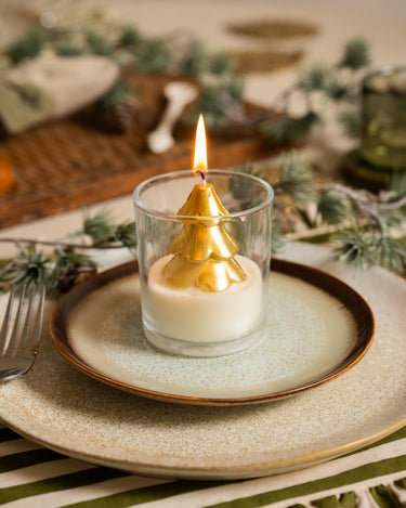 XMAS Candle Golden Tree in Glass - Things I Like Things I Love