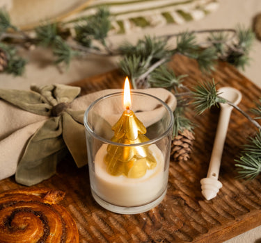 XMAS Candle Golden Tree in Glass - Things I Like Things I Love