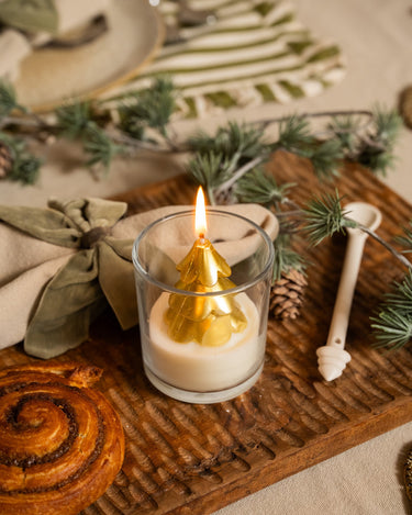 XMAS Candle Golden Tree in Glass - Things I Like Things I Love
