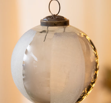 XMAS Glass Ball Silver Striped - Things I Like Things I Love