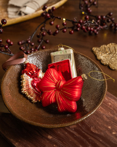 XMAS Ornament Bow Red Glitter - Things I Like Things I Love