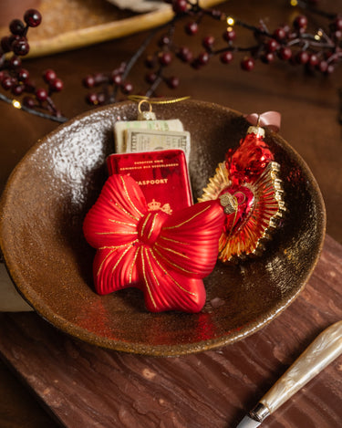 XMAS Ornament Bow Red Glitter - Things I Like Things I Love