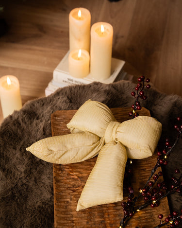 XMAS Ornament Padded Bow Gold - Things I Like Things I Love