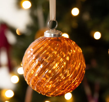 XMAS Ornament Round Glass Orange - Things I Like Things I Love