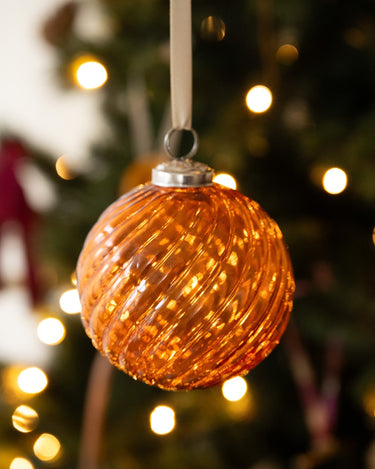 XMAS Ornament Round Glass Orange - Things I Like Things I Love