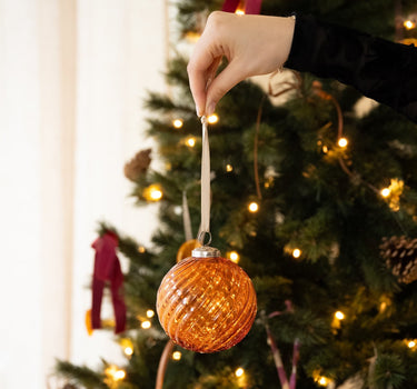 XMAS Ornament Round Glass Orange - Things I Like Things I Love