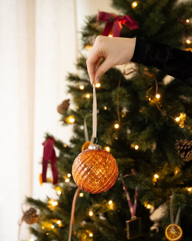 XMAS Ornament Round Glass Orange - Things I Like Things I Love