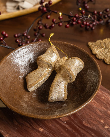 XMAS Ornament Sparkling Bow Gold - Things I Like Things I Love