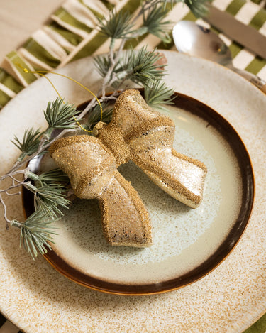 XMAS Ornament Sparkling Bow Gold - Things I Like Things I Love