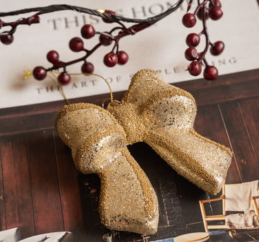 XMAS Ornament Sparkling Bow Gold - Things I Like Things I Love