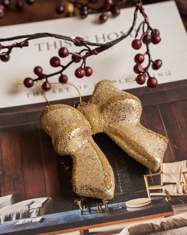 XMAS Ornament Sparkling Bow Gold - Things I Like Things I Love