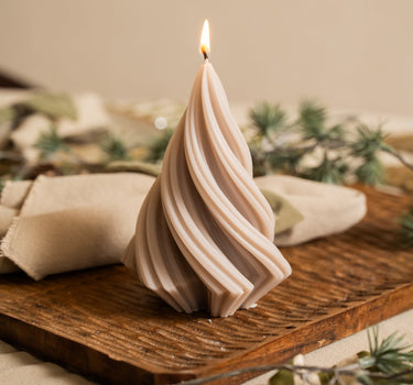 XMAS Soya Candle Tree Twist Beige - Things I Like Things I Love