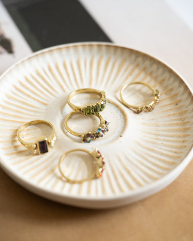 XZOTA Ring Brass Triple Multi Stone Flower - Things I Like Things I Love