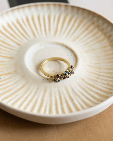 XZOTA Ring Brass Triple Multi Stone Flower - Things I Like Things I Love