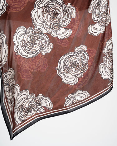 Zaya Silk Scarf Burgundy Flower Red - Things I Like Things I Love