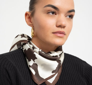 Zaya Silk Scarf Cow Brown - Things I Like Things I Love