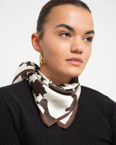 Zaya Silk Scarf Cow Brown - Things I Like Things I Love