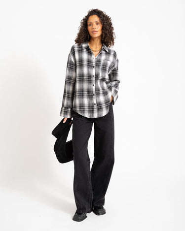 Zoe Check Shirt Black - Things I Like Things I Love