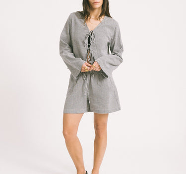 Zoe Seersucker Shorts Black - Things I Like Things I Love