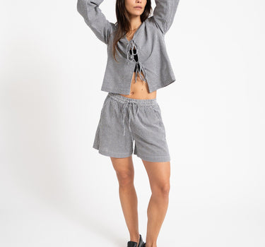 Zoe Seersucker Shorts Black - Things I Like Things I Love